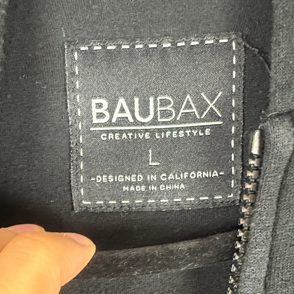 Baubax Cotton Blend Black Travel Zip Up Jacket Size Large - Picture 3 of 15